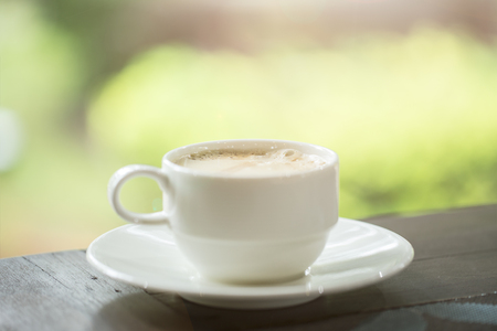 coffee cup on table in shop.の写真素材