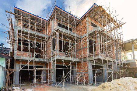 two storey houses are under construction in Thailand, modern house designの写真素材