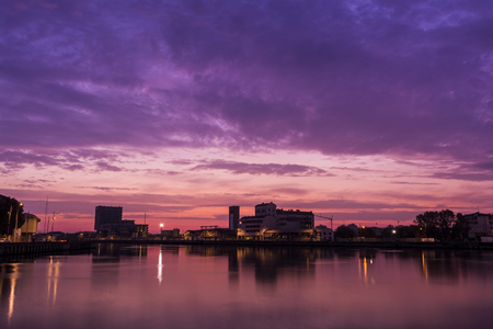 Ravenna city dock at sunriseの写真素材