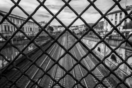 Web at the train stationの写真素材