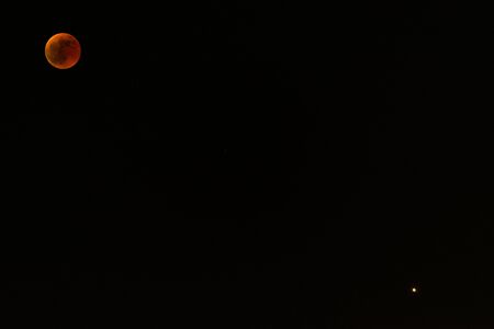 full moon lunar eclipse red moon with mars