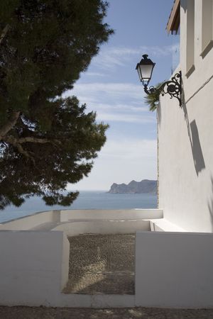 A town in spain where all is whiteの写真素材
