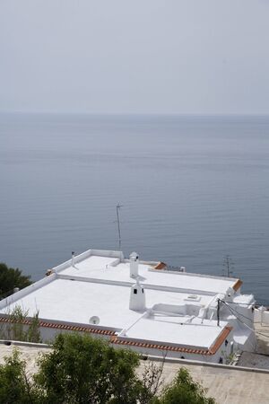 White house front seaの写真素材