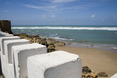 A white town front sea near Tanger, Marocの写真素材