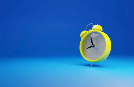 Internet, business, Technology and network. Yellow alarm clock on a blue background copy space for...