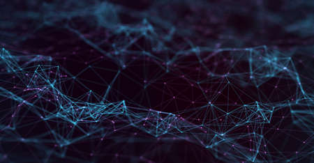 Abstract futuristic - technology with polygonal shapes on dark blue background. Design digital technology concept. 3d illustrationの写真素材