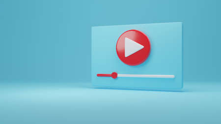 Internet, business, Technology and network concept.video play button, pause icon. minimal social media promotion design. 3d renderingの写真素材