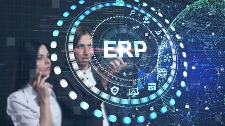 Business, Technology, Internet and network concept. Enterprise Resource Planning ERP corporate company management.の写真素材