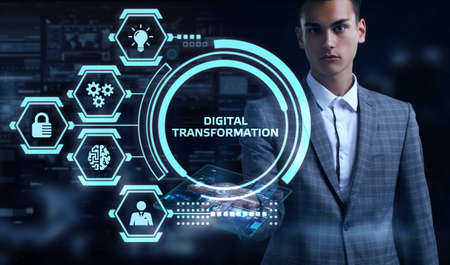 Concept of digitization of business processes and modern technology. Digital transformation.の写真素材