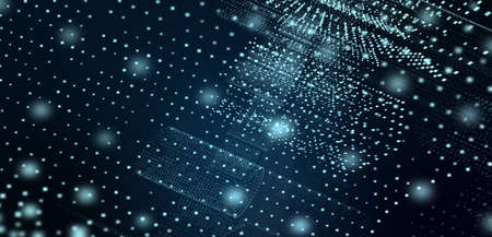 Abstract futuristic - technology with polygonal shapes on dark blue background. Design digital...