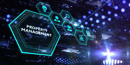 PROPERTY MANAGEMENT inscription, new business concept Business, Technology, Internet and network concept.の写真素材