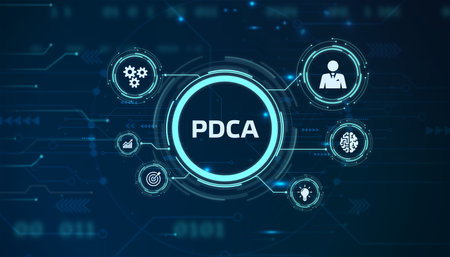 PDCA Plan Do Act Check Business technology concept. Technology, Internet and network concept.の写真素材