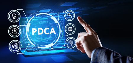 PDCA Plan Do Act Check Business technology concept. Technology, Internet and network concept.の写真素材