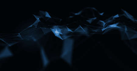 Abstract futuristic - technology with polygonal shapes on dark blue background. Design digital technology concept. 3d illustrationの写真素材