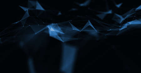 Abstract futuristic - technology with polygonal shapes on dark blue background. Design digital technology concept. 3d illustrationの写真素材