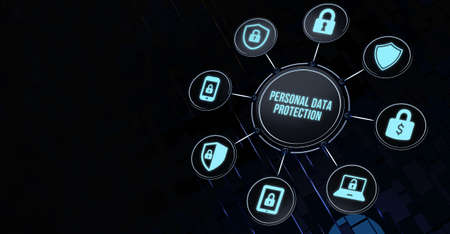 Internet, business, Technology and network concept. Cyber security data protection business technology privacy concept.の写真素材