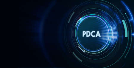 PDCA Plan Do Act Check Business technology concept. Technology, Internet and network concept.の写真素材