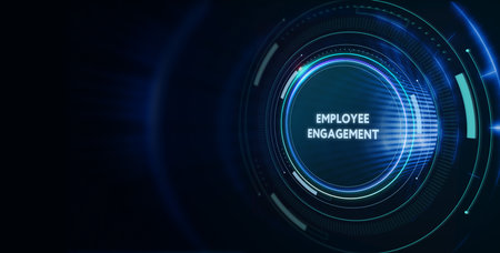 Business, Technology, Internet and network concept. virtual screen of the future and sees the inscription: Employee engagementの写真素材