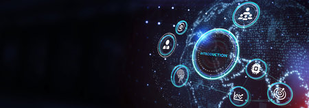 Business, Technology, Internet and network concept. virtual screen of the future and sees the...