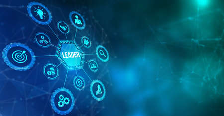Internet, business, Technology and network concept. Successful team leader. Business leadership concepts. A successful team leader is a manager market leader. 3d illustration.の写真素材