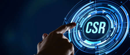 Internet, business, Technology and network concept. CSR abbreviation, modern technology concept. Virtual button.の写真素材