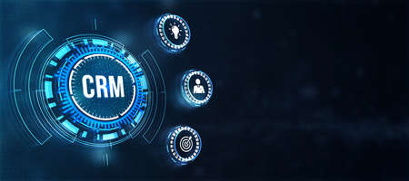 Internet, business, Technology and network concept. CRM Customer Relationship Management. 3d illustration.の写真素材