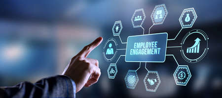 Internet, business, Technology and network concept. Employee engagement. Virtual button.