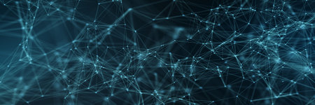 Abstract futuristic - technology with polygonal shapes on dark blue background. Design digital technology concept. 3d illustrationの写真素材