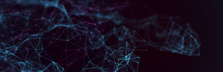 Abstract futuristic - technology with polygonal shapes on dark blue background. Design digital...