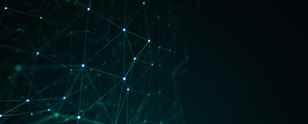 Abstract futuristic - technology with polygonal shapes on dark blue background. Design digital technology concept. 3d illustrationの写真素材