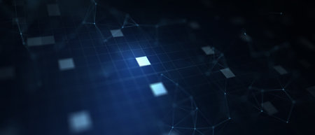 Abstract futuristic - technology with polygonal shapes on dark blue background. Design digital...