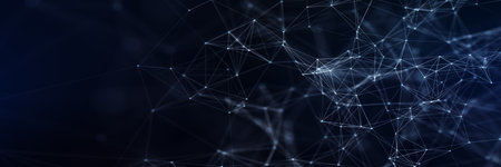 Abstract futuristic - technology with polygonal shapes on dark blue background. Design digital...