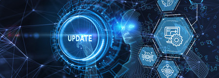 Business, Technology, Internet and network concept. Update software computer program upgrade. 3d illustrationの写真素材