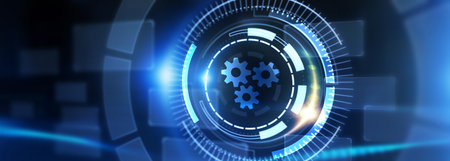 Business, Technology, Internet and network concept. Automation Software Technology Process System. 3d illustrationの写真素材