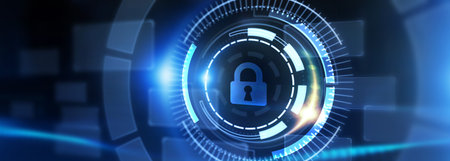 Cyber security data protection business technology privacy concept. 3d illustrationの写真素材
