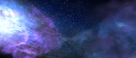 space background. Abstract galaxy, universe. Magic sky, purple space. 3d renderingの写真素材