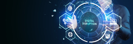 Digital disruption transformation innovation technology business internet concept.の写真素材