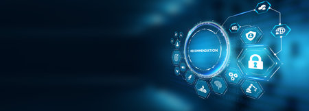 Business, Technology, Internet and network concept. The word Recommendation on the virtual screen. 3d illustrationの写真素材
