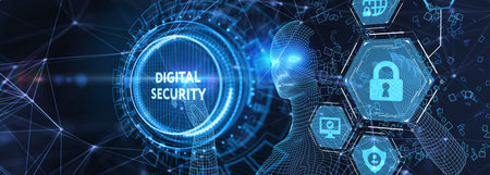 Cyber security, computer data encryption and internet protection. personal information safety. 3d illustrationの写真素材