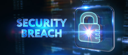 security breach. Cyber security virus attack and breach. 3d illustrationの写真素材