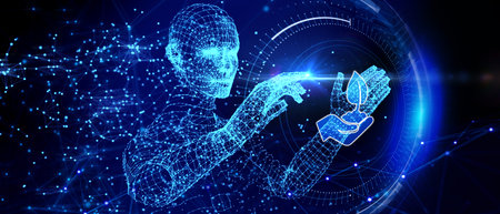ESG Environmental Social Governance concept. Technology, Internet and network concept. 3d illustrationの写真素材
