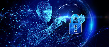 Cyber security data protection business technology privacy concept. 3d illustrationの写真素材