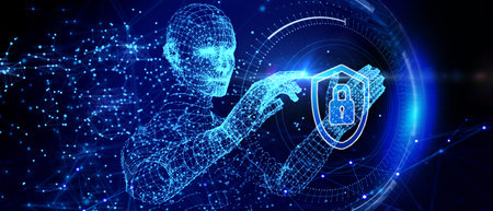 Cyber security data protection business technology privacy concept. 3d illustrationの写真素材