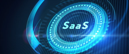 Software as a Service SaaS. software concept. Business, modern technology, internet and networking concept. 3d illustrationの写真素材