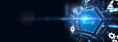 Smart industry 4.0 manufacturing technology concept. 3d illustrationの写真素材