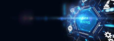 Data mining concept. Business, modern technology, internet and networking concept. 3d illustrationの写真素材