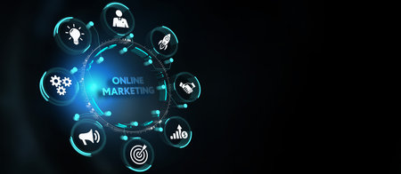 Digital Marketing Technology Solution for Online Business Concept. Business, Technology, Internet and network concept. 3d illustrationの写真素材