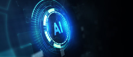 AI Learning and Artificial Intelligence Concept. Business, modern technology, internet and networking concept. 3d illustrationの写真素材