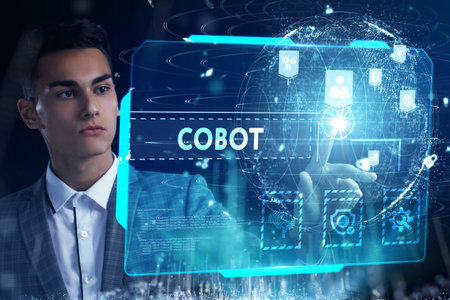 Industrial automation technology concept. Collaborative robot, cobot.の写真素材