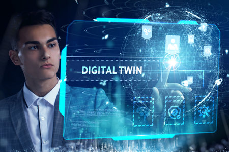 Digital twin industrial technology and manufacturing automation technology.の写真素材